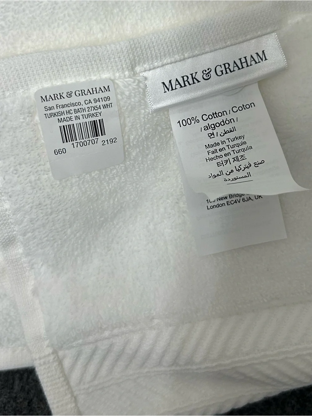 Mark & Graham hydrocotton classic bath hand towels